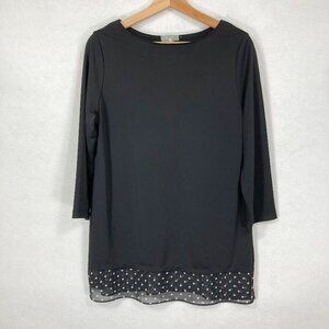 Susan Graver Premier Black Liquid Knit 3/4 Sleeve Tunic Size Small